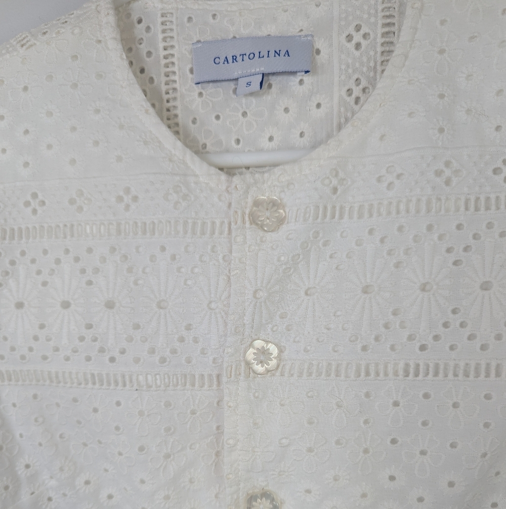Cartolina Nantucket Ophelia White Eyelet Lace Dress Size Small - Picture 8 of 13